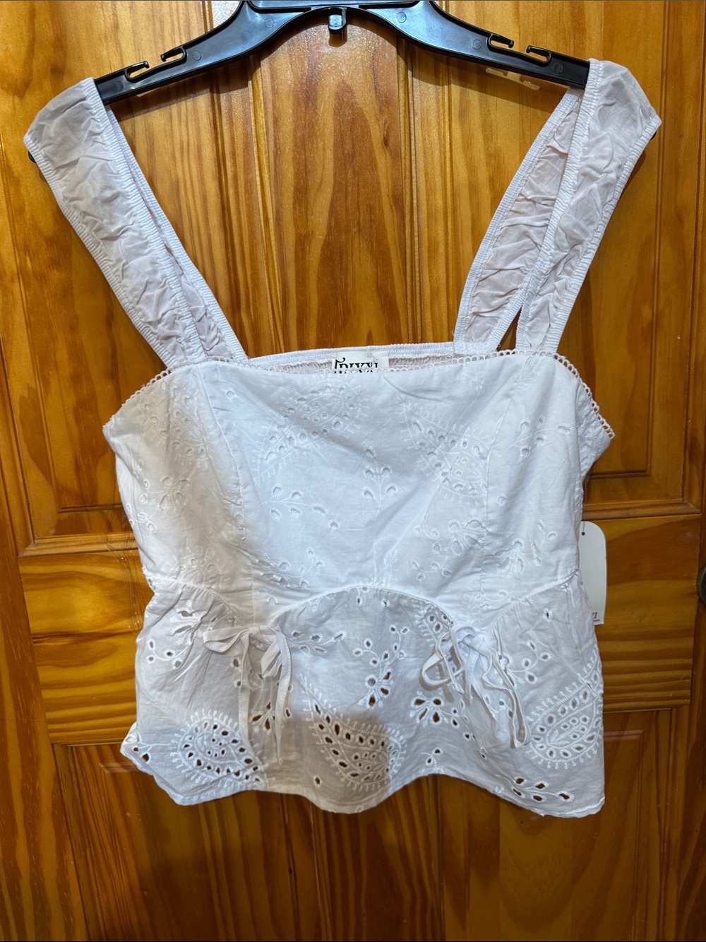 White Eyelet Square-Neck Camisole Top